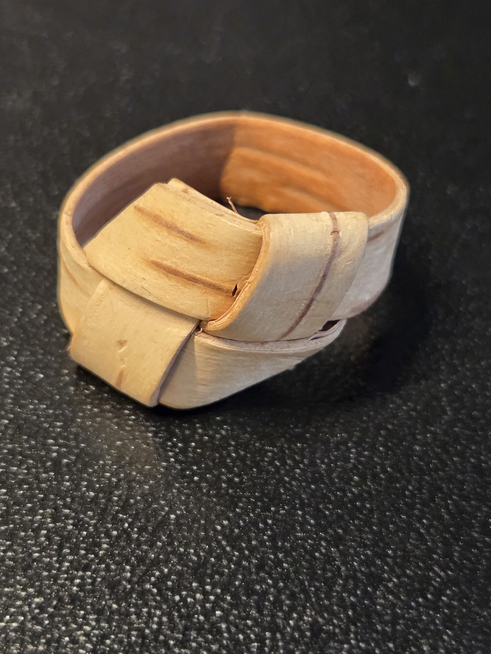 🌿 Handwoven Birch Bark Ring • Natural Folk Art Statement Jewelry